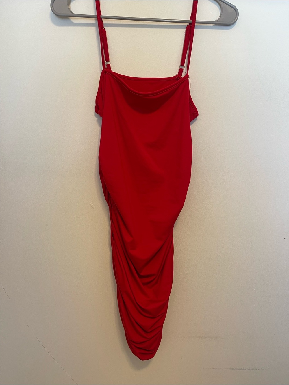 Red Ruched Slip Dress - Women